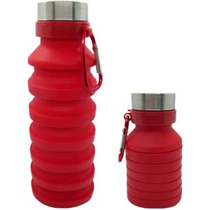 Sticla de apa pliabila, reutilizabila, fara BPA, silicon, gimnastica, camping, calatorie, 550ml, rosu, mediLOGIC™