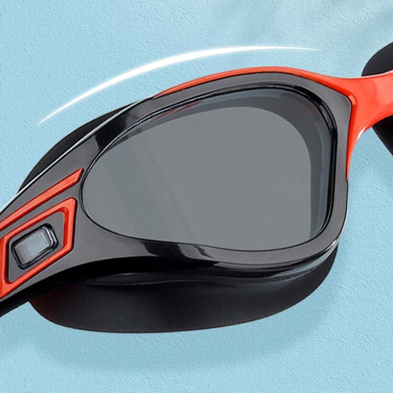 Sport si Outdoor - Echipament Sportiv - Accesorii echipament sportiv - Ochelari sport - Ochelari inot profesionali MEDILOGIC™, unisex, policarbonat/silicon, protectie UV, anti-aburire, reglabili, negri/rosii - Infinity.ro