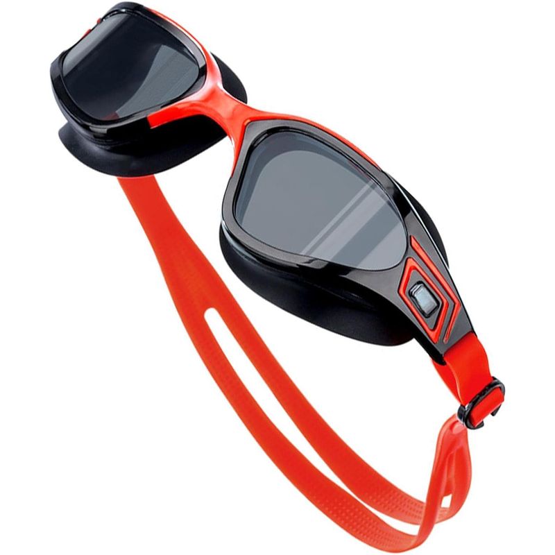 Sport si Outdoor - Echipament Sportiv - Accesorii echipament sportiv - Ochelari sport - Ochelari inot profesionali MEDILOGIC™, unisex, policarbonat/silicon, protectie UV, anti-aburire, reglabili, negri/rosii - Infinity.ro