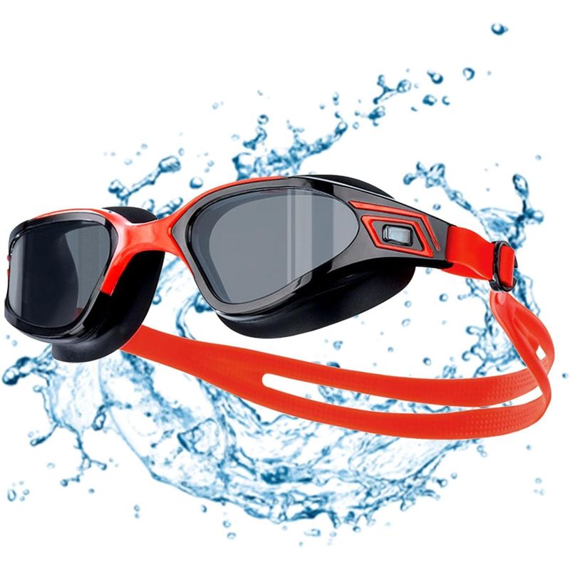 Sport si Outdoor - Echipament Sportiv - Accesorii echipament sportiv - Ochelari sport - Ochelari inot profesionali MEDILOGIC™, unisex, policarbonat/silicon, protectie UV, anti-aburire, reglabili, negri/rosii - Infinity.ro