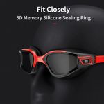 Sport si Outdoor - Echipament Sportiv - Accesorii echipament sportiv - Ochelari sport - Ochelari inot profesionali MEDILOGIC™, unisex, policarbonat/silicon, protectie UV, anti-aburire, reglabili, negri/rosii - Infinity.ro