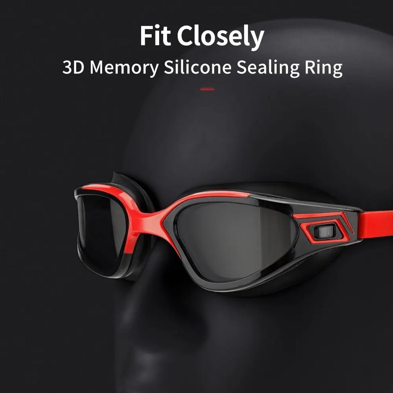 Sport si Outdoor - Echipament Sportiv - Accesorii echipament sportiv - Ochelari sport - Ochelari inot profesionali MEDILOGIC™, unisex, policarbonat/silicon, protectie UV, anti-aburire, reglabili, negri/rosii - Infinity.ro