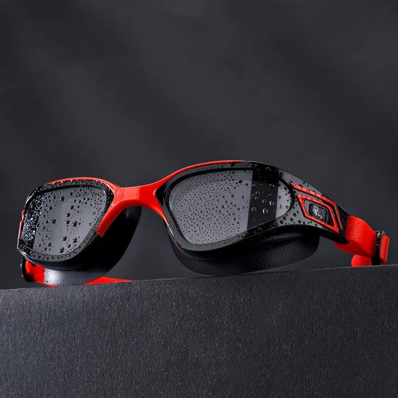 Sport si Outdoor - Echipament Sportiv - Accesorii echipament sportiv - Ochelari sport - Ochelari inot profesionali MEDILOGIC™, unisex, policarbonat/silicon, protectie UV, anti-aburire, reglabili, negri/rosii - Infinity.ro