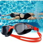 Sport si Outdoor - Echipament Sportiv - Accesorii echipament sportiv - Ochelari sport - Ochelari inot profesionali MEDILOGIC™, unisex, policarbonat/silicon, protectie UV, anti-aburire, reglabili, negri/rosii - Infinity.ro