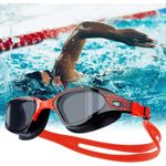 Sport si Outdoor - Echipament Sportiv - Accesorii echipament sportiv - Ochelari sport - Ochelari inot profesionali MEDILOGIC™, unisex, policarbonat/silicon, protectie UV, anti-aburire, reglabili, negri/rosii - Infinity.ro