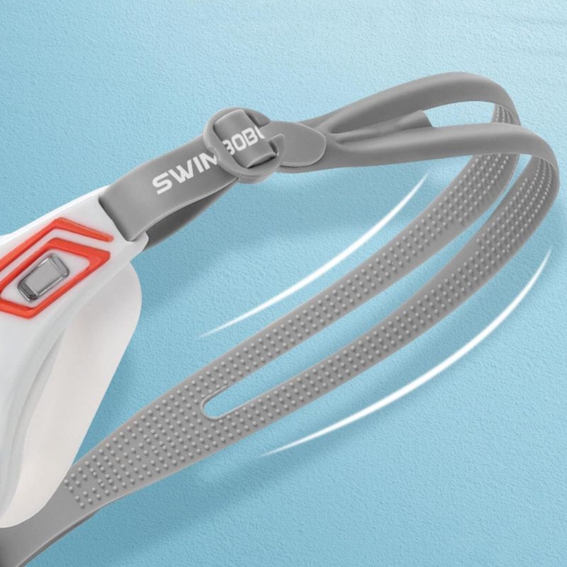 Sport si Outdoor - Echipament Sportiv - Accesorii echipament sportiv - Ochelari sport - Ochelari inot profesionali MEDILOGIC™, unisex, policarbonat/silicon, protectie UV, anti-aburire, reglabili, albi/rosii - Infinity.ro