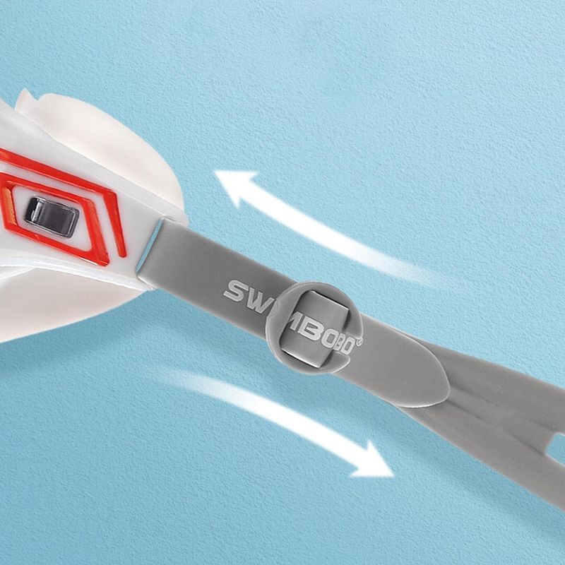 Sport si Outdoor - Echipament Sportiv - Accesorii echipament sportiv - Ochelari sport - Ochelari inot profesionali MEDILOGIC™, unisex, policarbonat/silicon, protectie UV, anti-aburire, reglabili, albi/rosii - Infinity.ro