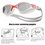 Sport si Outdoor - Echipament Sportiv - Accesorii echipament sportiv - Ochelari sport - Ochelari inot profesionali MEDILOGIC™, unisex, policarbonat/silicon, protectie UV, anti-aburire, reglabili, albi/rosii - Infinity.ro