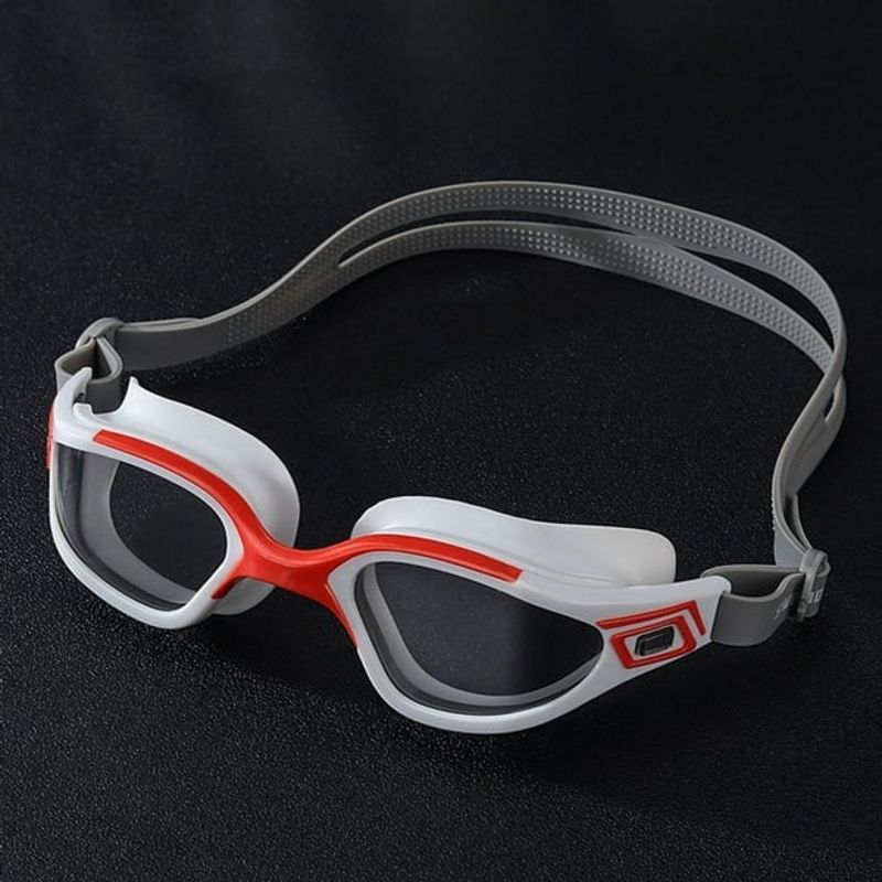 Sport si Outdoor - Echipament Sportiv - Accesorii echipament sportiv - Ochelari sport - Ochelari inot profesionali MEDILOGIC™, unisex, policarbonat/silicon, protectie UV, anti-aburire, reglabili, albi/rosii - Infinity.ro