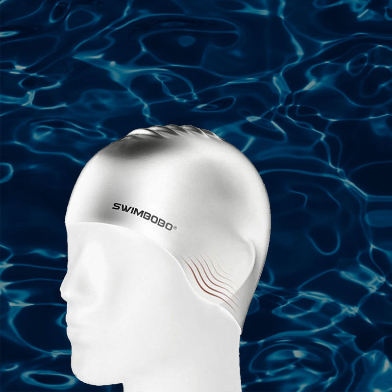 Sport si Outdoor - Echipament Sportiv - Accesorii echipament sportiv - Casti de protectie - Casca inot adulti, barbati si femei, impermeabila, protectie UV, silicon, elasticitate ridicata, alba, SWIMBOBO™ - Infinity.ro
