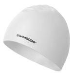 Sport si Outdoor - Echipament Sportiv - Accesorii echipament sportiv - Casti de protectie - Casca inot adulti, barbati si femei, impermeabila, protectie UV, silicon, elasticitate ridicata, alba, SWIMBOBO™ - Infinity.ro
