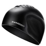 Sport si Outdoor - Echipament Sportiv - Accesorii echipament sportiv - Casti de protectie - Casca inot adulti, barbati si femei, impermeabila, protectie UV, silicon, elasticitate ridicata, neagra, SWIMBOBO™ - Infinity.ro