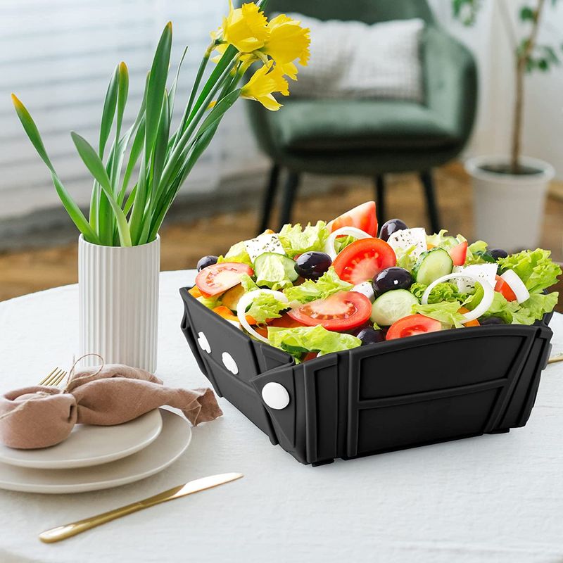 Sport si Outdoor - Camping - Bucatarie de camping - Vesela camping - Farfurie pliabila, tava sau bol, fara BPA, silicon alimentar, camping, drumetii, gustari, 28cm, mediLOGIC™, negru - Infinity.ro