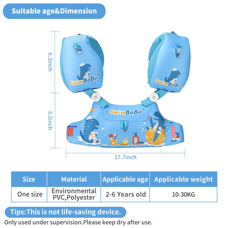 Jucarii, Copii si Bebe - Jucarii si jocuri - Jucarii de exterior - Colaci, ochelari si accesorii inot copii - Centura de inot intr-o singura piesa pentru copii, albastru, cu maneci, model The Blue Crocodile, 2-6 ani, bebeLOGIC™ - Infinity.ro