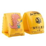 Jucarii, Copii si Bebe - Jucarii si jocuri - Jucarii de exterior - Colaci, ochelari si accesorii inot copii - Aripioare inot pentru copii, gonflabile, compartiment de aer dublu, 10 - 30 kg, Dinozaur Roz, bebeLOGIC™ - Infinity.ro
