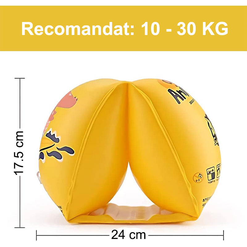 Jucarii, Copii si Bebe - Jucarii si jocuri - Jucarii de exterior - Colaci, ochelari si accesorii inot copii - Aripioare inot pentru copii, gonflabile, compartiment de aer dublu, 10 - 30 kg, Dinozaur Roz, bebeLOGIC™ - Infinity.ro
