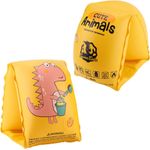 Jucarii, Copii si Bebe - Jucarii si jocuri - Jucarii de exterior - Colaci, ochelari si accesorii inot copii - Aripioare inot pentru copii, gonflabile, compartiment de aer dublu, 10 - 30 kg, Dinozaur Roz, bebeLOGIC™ - Infinity.ro