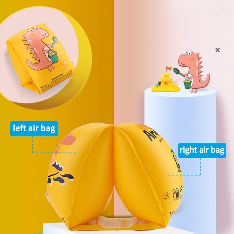 Jucarii, Copii si Bebe - Jucarii si jocuri - Jucarii de exterior - Colaci, ochelari si accesorii inot copii - Aripioare inot pentru copii, gonflabile, compartiment de aer dublu, 10 - 30 kg, Dinozaur Roz, bebeLOGIC™ - Infinity.ro