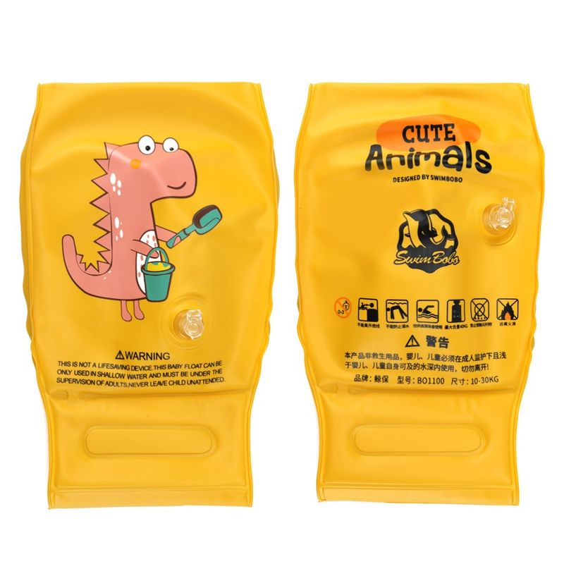 Jucarii, Copii si Bebe - Jucarii si jocuri - Jucarii de exterior - Colaci, ochelari si accesorii inot copii - Aripioare inot pentru copii, gonflabile, compartiment de aer dublu, 10 - 30 kg, Dinozaur Roz, bebeLOGIC™ - Infinity.ro