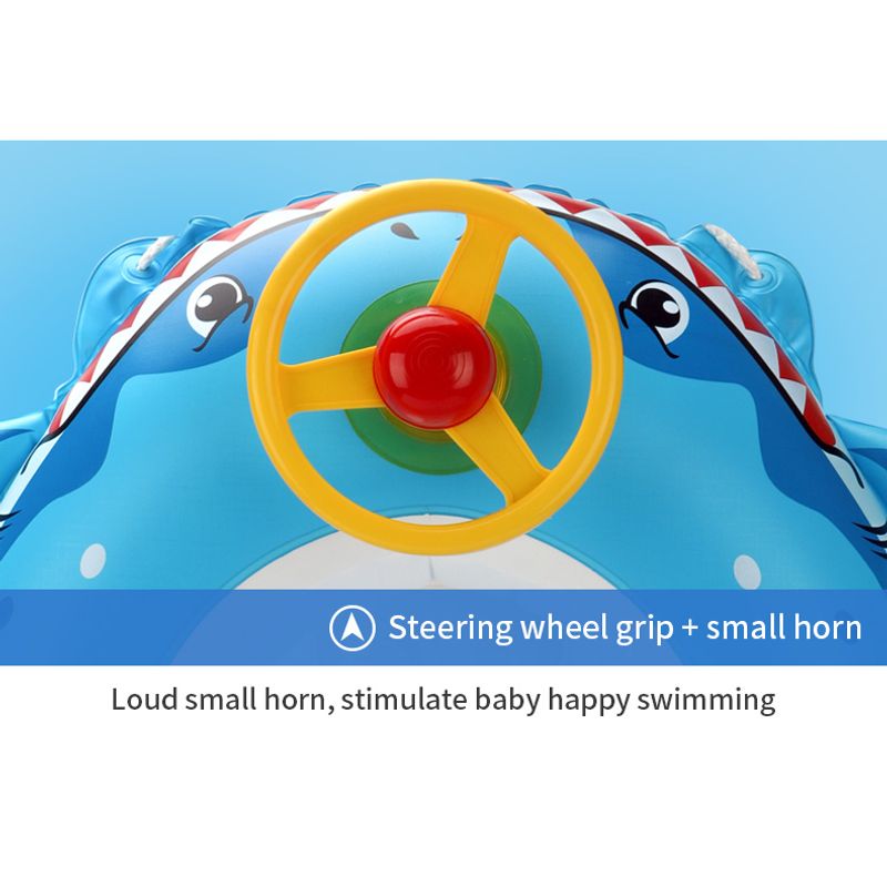 Jucarii, Copii si Bebe - Jucarii si jocuri - Jucarii de exterior - Colaci, ochelari si accesorii inot copii - Colac de inot bebelusi si copii cu accesorii si jucarii distractive, volan si claxon, Baby Shark, 2-6 ani, bebeLOGIC™ - Infinity.ro