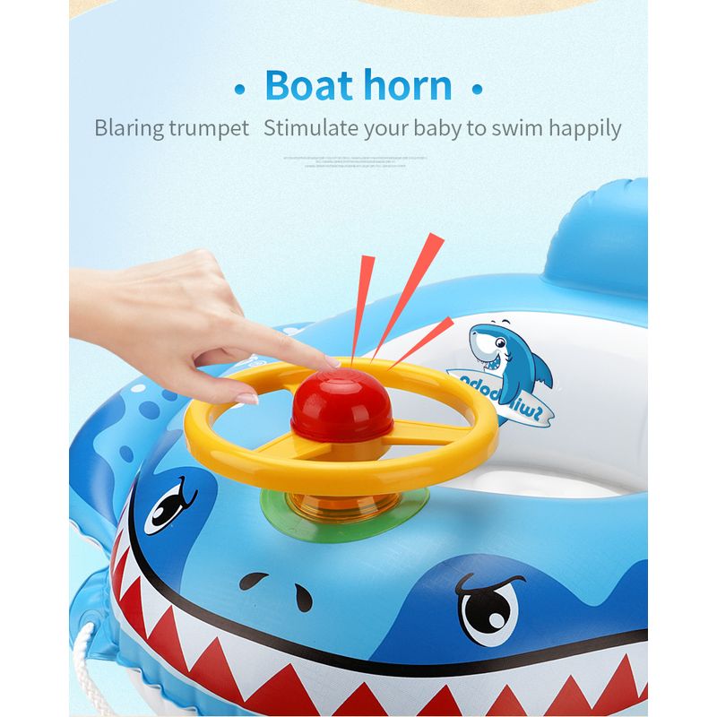 Jucarii, Copii si Bebe - Jucarii si jocuri - Jucarii de exterior - Colaci, ochelari si accesorii inot copii - Colac de inot bebelusi si copii cu accesorii si jucarii distractive, volan si claxon, Baby Shark, 2-6 ani, bebeLOGIC™ - Infinity.ro