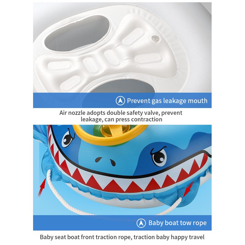 Jucarii, Copii si Bebe - Jucarii si jocuri - Jucarii de exterior - Colaci, ochelari si accesorii inot copii - Colac de inot bebelusi si copii cu accesorii si jucarii distractive, volan si claxon, Baby Shark, 2-6 ani, bebeLOGIC™ - Infinity.ro