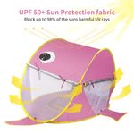 Jucarii, Copii si Bebe - Jucarii si jocuri - Jucarii de exterior - Casute si corturi copii - Cort de plaja portabil, impermeabil, protectie solara UV UPF 50+, copii 3-48 de luni, rechin, roz, bebeLOGIC™ - Infinity.ro