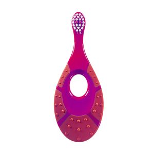 Periuta de dinti cu inel gingival pentru bebelusi 0-2 ani, sigura si robusta, peri extra moi, roz - mov, bebeLOGIC™