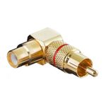 TV, Audio-Video si Foto - Accesorii TV si audio - Cabluri si adaptoare audio - Mufa adaptor RCA mama - RCA tata cotit 90 grade aurita inel rosu Goobay - Infinity.ro