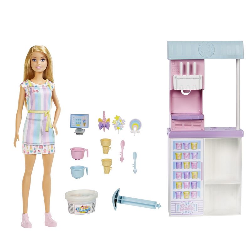 Jucarii, Copii si Bebe - Jucarii si jocuri - Papusi si accesorii - Papusi - Barbie set de joaca magazinul de inghetata - Infinity.ro