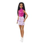 Jucarii, Copii si Bebe - Jucarii si jocuri - Papusi si accesorii - Papusi - Papusa barbie fashionista bruneta cu top cu stelute - Infinity.ro