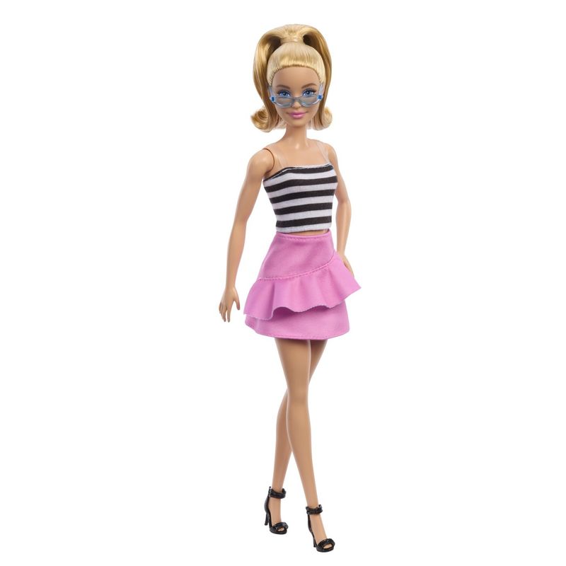 Jucarii, Copii si Bebe - Jucarii si jocuri - Papusi si accesorii - Papusi - Papusa barbie fashionista blonda cu parul prin in coada si fusta roz - Infinity.ro
