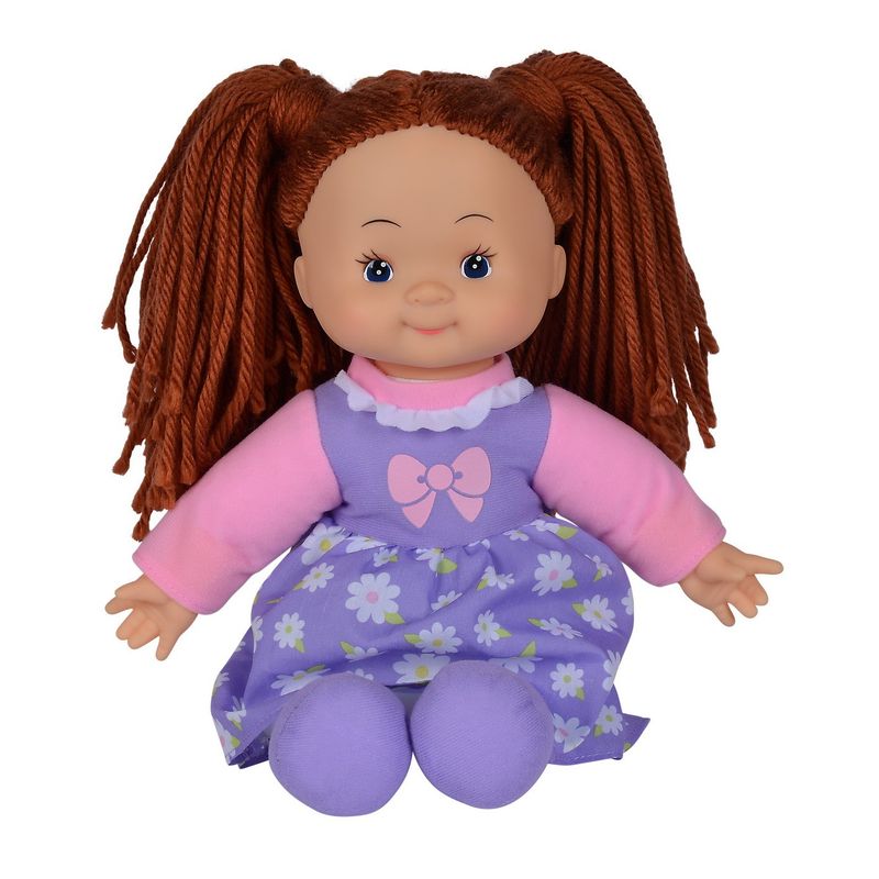 Jucarii, Copii si Bebe - Jucarii si jocuri - Papusi si accesorii - Papusi - Papusa flower dolly din material textil 38cm cu parul maroniu - Infinity.ro