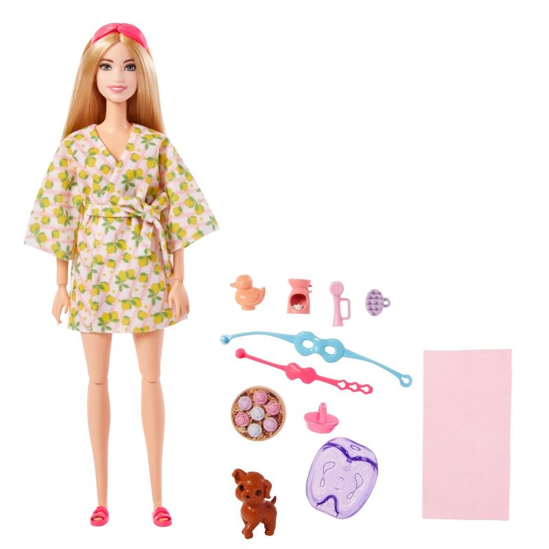 Jucarii, Copii si Bebe - Jucarii si jocuri - Papusi si accesorii - Papusi - Barbie set de joaca cu accesorii papusa barbie o zi la spa - Infinity.ro
