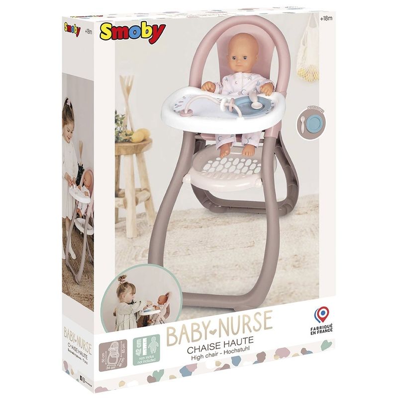 Jucarii, Copii si Bebe - Jucarii si jocuri - Papusi si accesorii - Papusi - Scaun de masa pentru papusi Smoby Baby Nurse maro - Infinity.ro