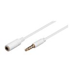 Laptop, Telefoane si Tablete - Telefoane mobile si accesorii - Accesorii Telefoane - Cabluri si adaptoare telefoane - Cablu Jack 3.5 mm 4pin tata - 3.5 mm 4pin mama 0.5m alb Goobay - Infinity.ro