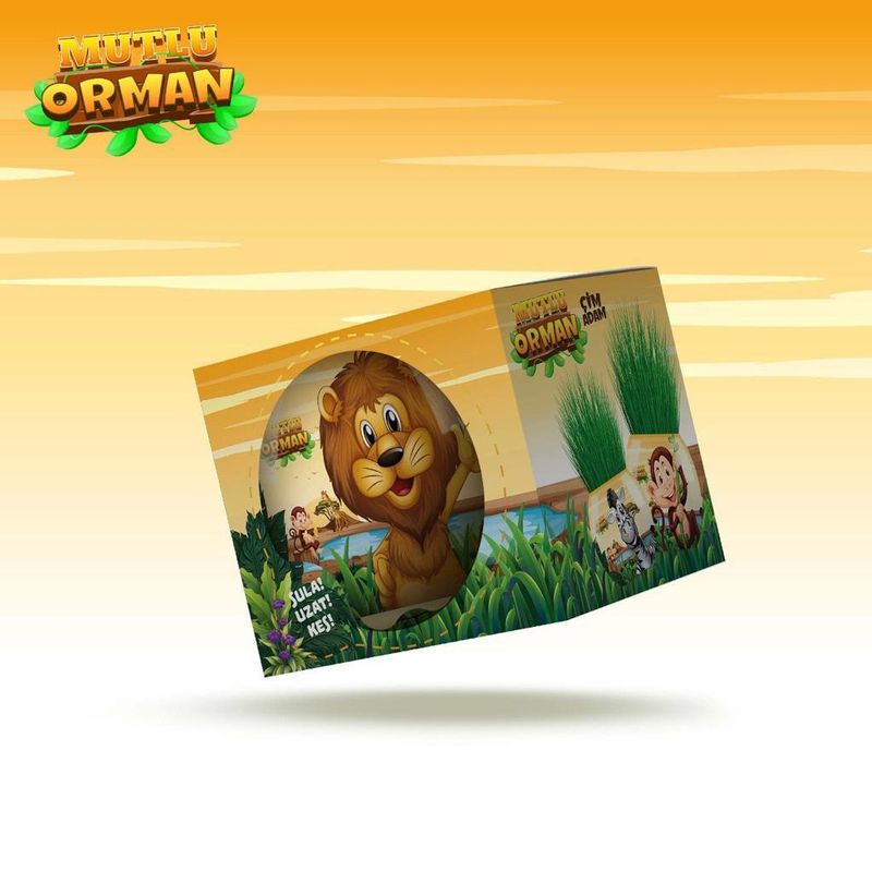 Jucarii, Copii si Bebe - Jucarii si jocuri - Jucarii & jocuri educative - Jocuri si jucarii educative - Cupa cu iarba cu ilustratie, jungla-leu, 8cm, YUUP - Infinity.ro