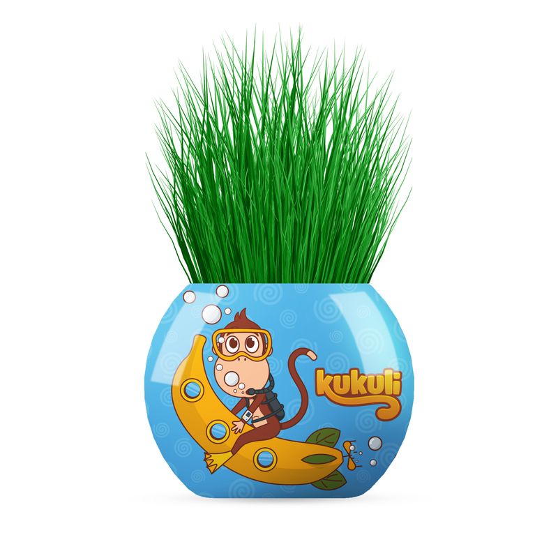 Jucarii, Copii si Bebe - Jucarii si jocuri - Jucarii & jocuri educative - Jocuri si jucarii educative - Cupa cu iarba cu ilustratie surpriza, maimu, 6cm, YUUP - Infinity.ro