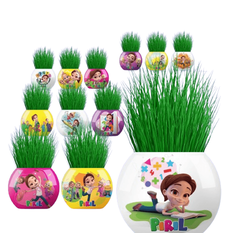 Jucarii, Copii si Bebe - Jucarii si jocuri - Jucarii & jocuri educative - Jocuri si jucarii educative - Cupa cu iarba cu ilustratie surpriza, 6cm, YUUP - Infinity.ro