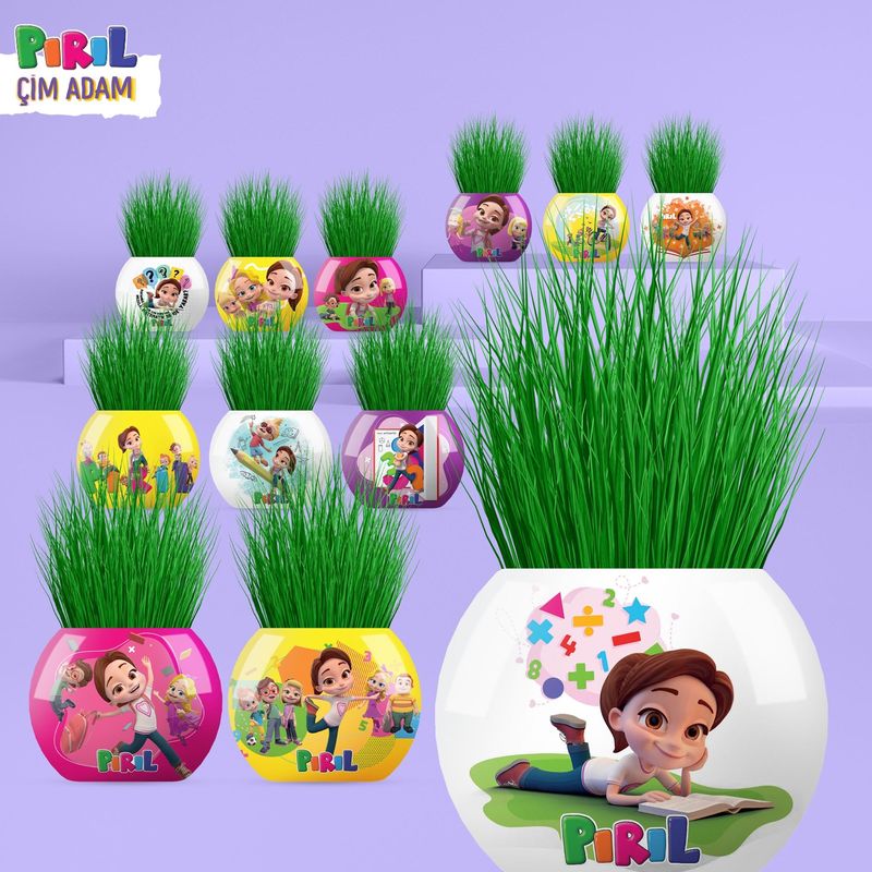 Jucarii, Copii si Bebe - Jucarii si jocuri - Jucarii & jocuri educative - Jocuri si jucarii educative - Cupa cu iarba cu ilustratie surpriza, 6cm, YUUP - Infinity.ro