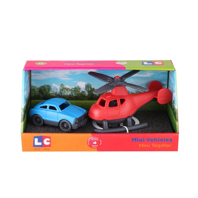 Jucarii, Copii si Bebe - Jucarii si jocuri - Vehicule si jucarii cu telecomanda - Elicoptere, avioane si nave de jucarie - Set elicopter si masinuta, rosu/albastru, LC - Infinity.ro