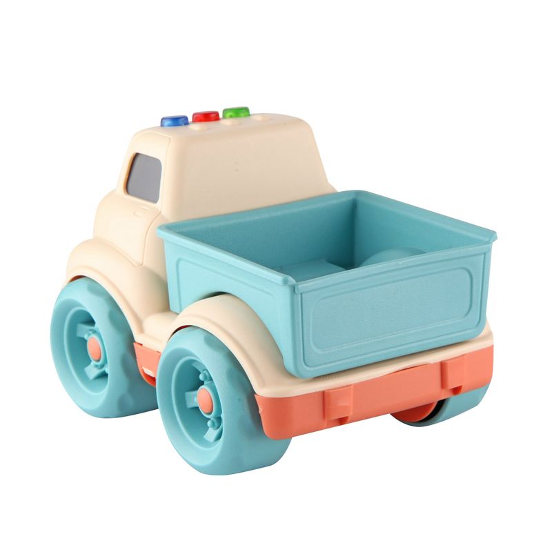 Jucarii, Copii si Bebe - Jucarii si jocuri - Vehicule si jucarii cu telecomanda - Utilaje constructie de jucarie - Camion-platforma cu lumini si sunete, crem/albastru, 15x11cm, LC - Infinity.ro