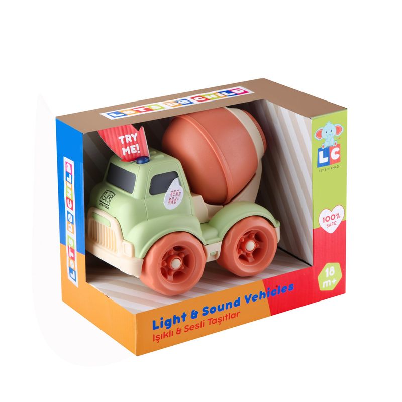 Jucarii, Copii si Bebe - Jucarii si jocuri - Vehicule si jucarii cu telecomanda - Utilaje constructie de jucarie - Camion-betoniera cu sunete si lumini, verde/portocaliu, 11x14.5, LC - Infinity.ro