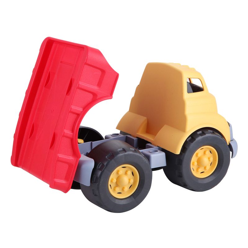 Jucarii, Copii si Bebe - Jucarii si jocuri - Vehicule si jucarii cu telecomanda - Utilaje constructie de jucarie - Camion-platforma cu masina, 19x30, galben/rosu, LC - Infinity.ro