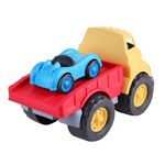 Jucarii, Copii si Bebe - Jucarii si jocuri - Vehicule si jucarii cu telecomanda - Utilaje constructie de jucarie - Camion-platforma cu masina, 19x30, galben/rosu, LC - Infinity.ro