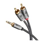 TV, Audio-Video si Foto - Accesorii TV si audio - Cabluri si adaptoare audio - Cablu stereo premium extrem de flexibil textil 5m Jack 3.5 mm tata - 2x RCA tata negru Goobay Plus 65290 - Infinity.ro