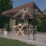 Casa si Gradina - Gradina si terasa - Umbrele si pavilioane - Pavilioane - Pavilion cu siruri de lumini LED, gri taupe, 3x3 m - Infinity.ro