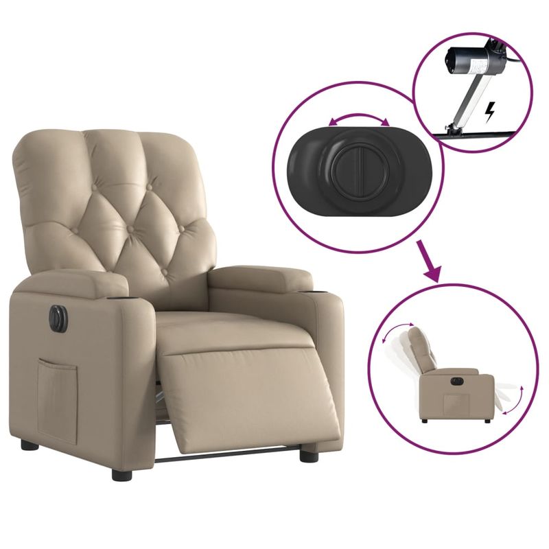 Casa si Gradina - Mobilier - Scaune si fotolii - Fotolii - Fotoliu rabatabil electric, cappuccino, piele ecologica - Infinity.ro