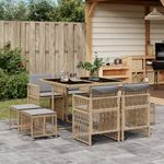 Casa si Gradina - Gradina si terasa - Mobilier exterior - Seturi mobila gradina - Set de masa pentru gradina, 9 piese, cu perne, bej, poliratan - Infinity.ro