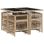 Casa si Gradina - Gradina si terasa - Mobilier exterior - Seturi mobila gradina - Set de masa pentru gradina, 9 piese, cu perne, bej, poliratan - Infinity.ro